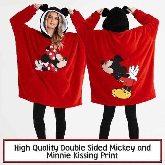 Women's Red Hoodies, Oversized Blanket Hoodie, Minnie and Mickey Gifts - Picture 5 of 7